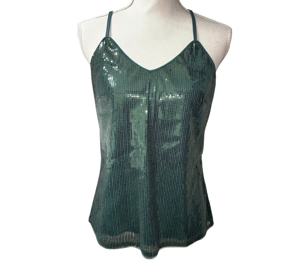 Brand New Grace Karin Women's Size Small Metallic Sequin Green Blouse Top